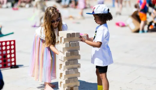 Children playing with building block