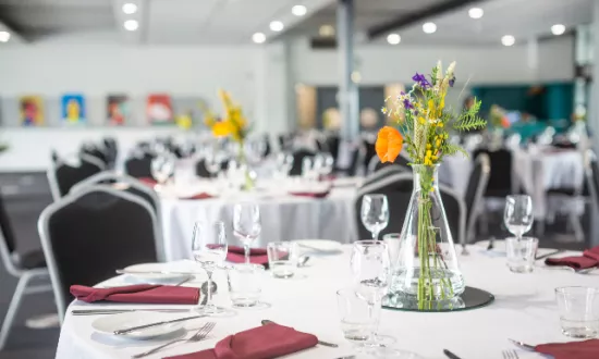 Big room set up for an elegant dinner