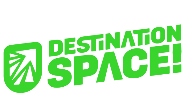 A green logo that says Destination Space!