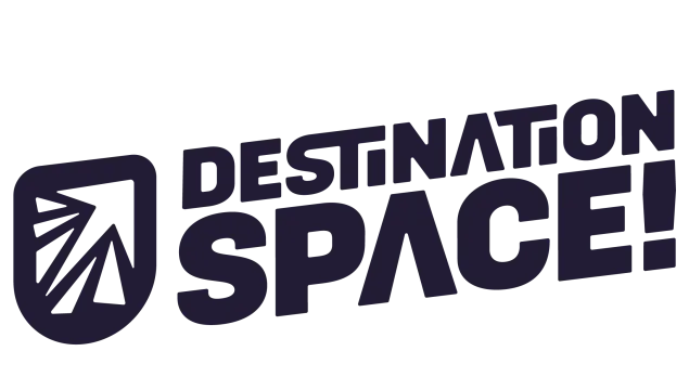 A navy blue logo that says Destination Space!