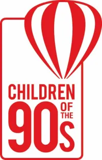 Logo of a red and white balloon over the text 'Children of the 90s'