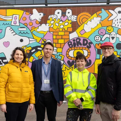 Left to right: Jen (We The Curious), Kevin (Hannah More school headteacher), Billy (artist) and Julian (We The Curious project lead) 