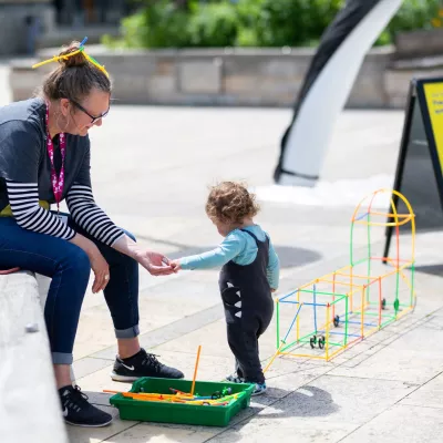 Out and About activity on Millennium Square - summer 2023. Credit Lisa Whiting. 