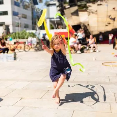 Out and About activity on Millennium Square - summer 2023. Credit Lisa Whiting. 